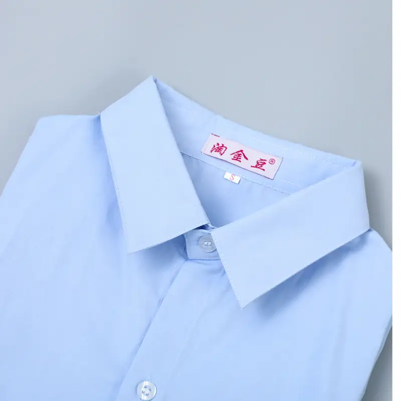 White Collar Shirt Women Long Short Sleeve Slim Fit Large - Image 9