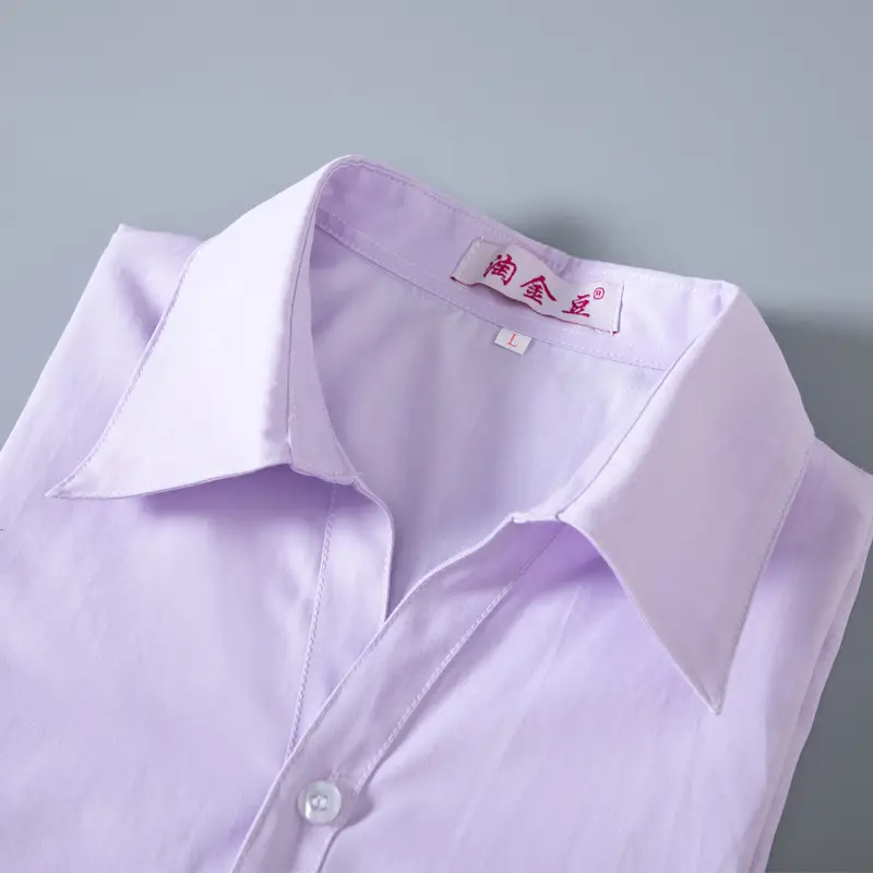 White Collar Shirt Women Long Short Sleeve Slim Fit Large - Image 5