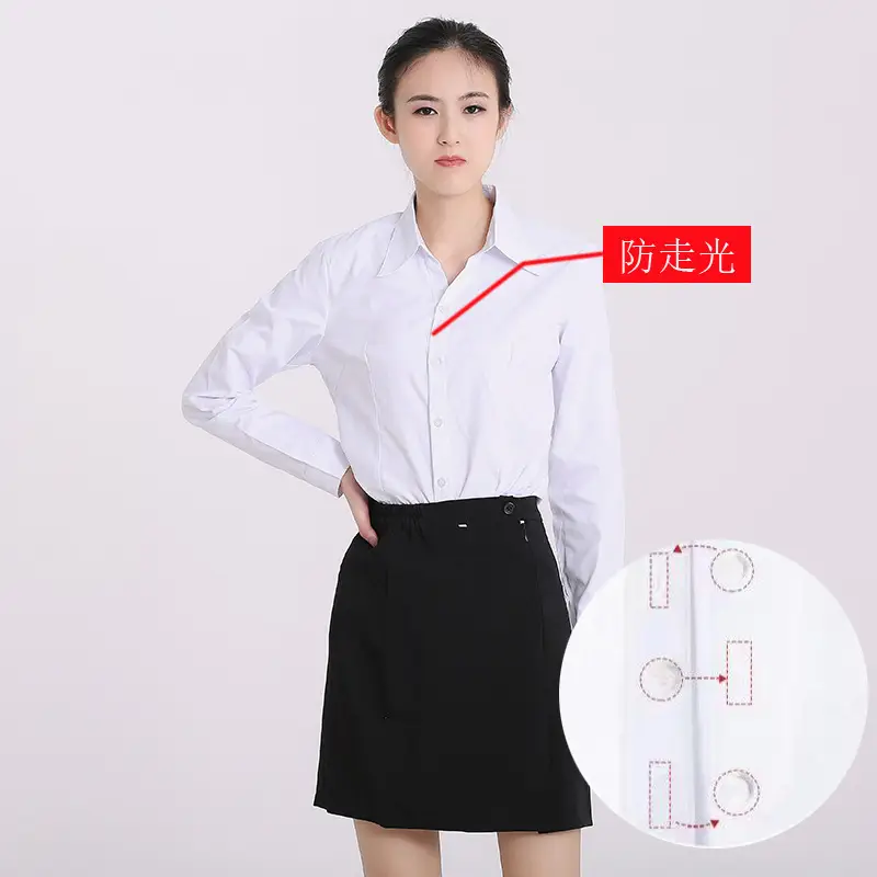 White Collar Shirt Women Long Short Sleeve Slim Fit Large - Image 6