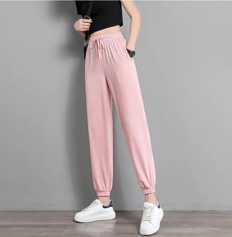 Women Gray Drapey Cropped Sweatpants Plus Size - Image 3