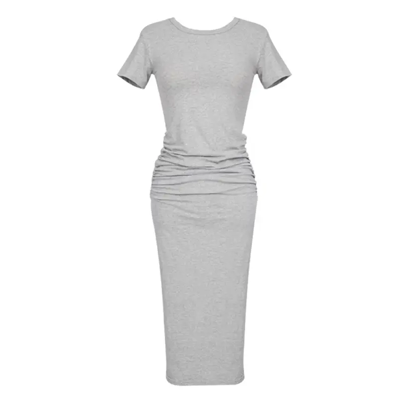 Women Slimming Black Mid-Length T-Shirt Dress 2025 - Image 7