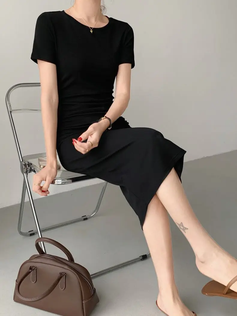 Women Slimming Black Mid-Length T-Shirt Dress 2025 — feature 10