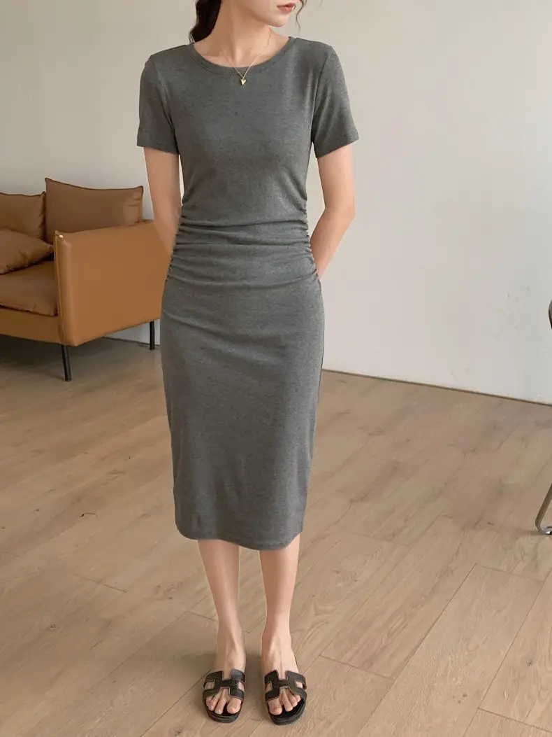 Women Slimming Black Mid-Length T-Shirt Dress 2025 — feature 13