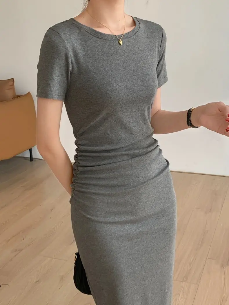 Women Slimming Black Mid-Length T-Shirt Dress 2025 — feature 15