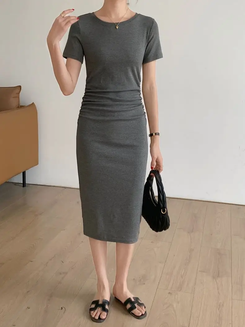 Women Slimming Black Mid-Length T-Shirt Dress 2025 — feature 17
