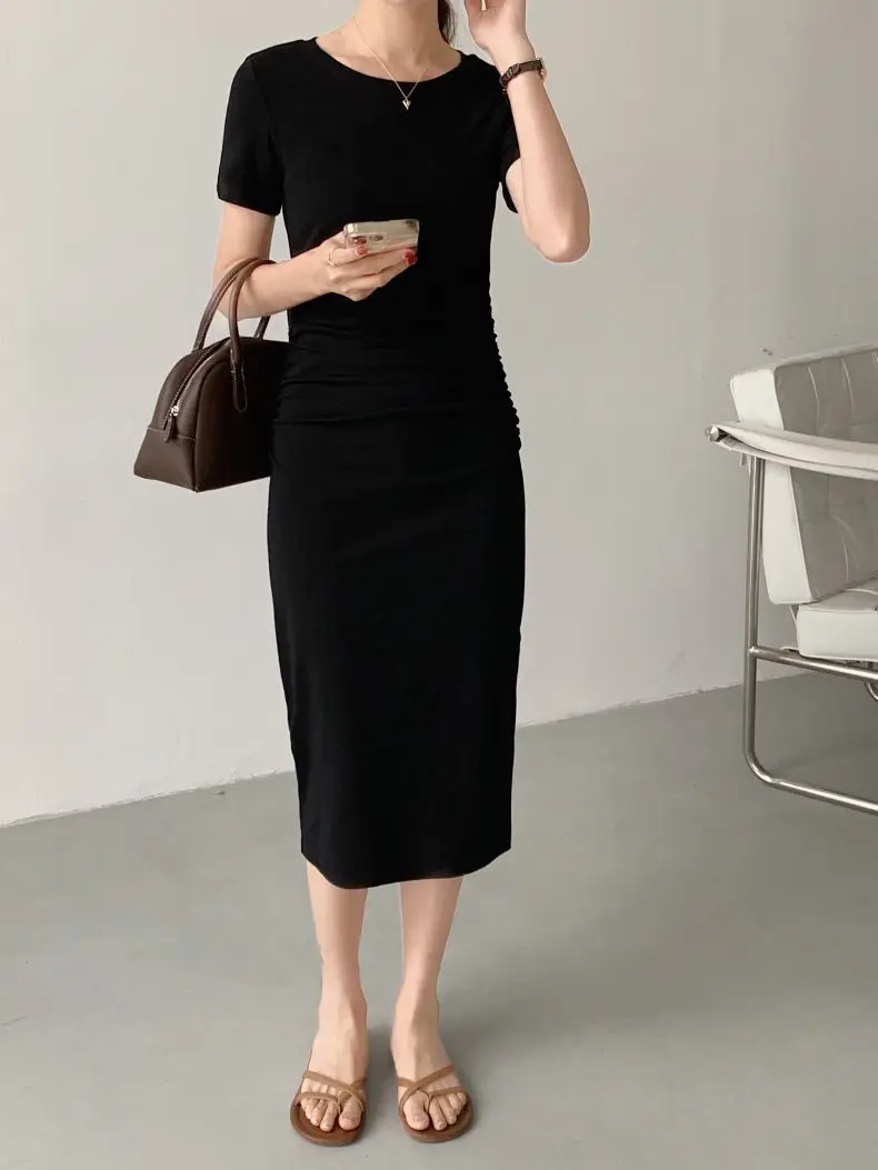 Women Slimming Black Mid-Length T-Shirt Dress 2025 — feature 20