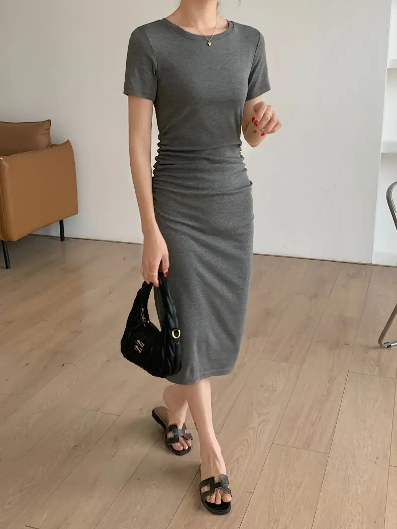 Women Slimming Black Mid-Length T-Shirt Dress 2025 — feature 21