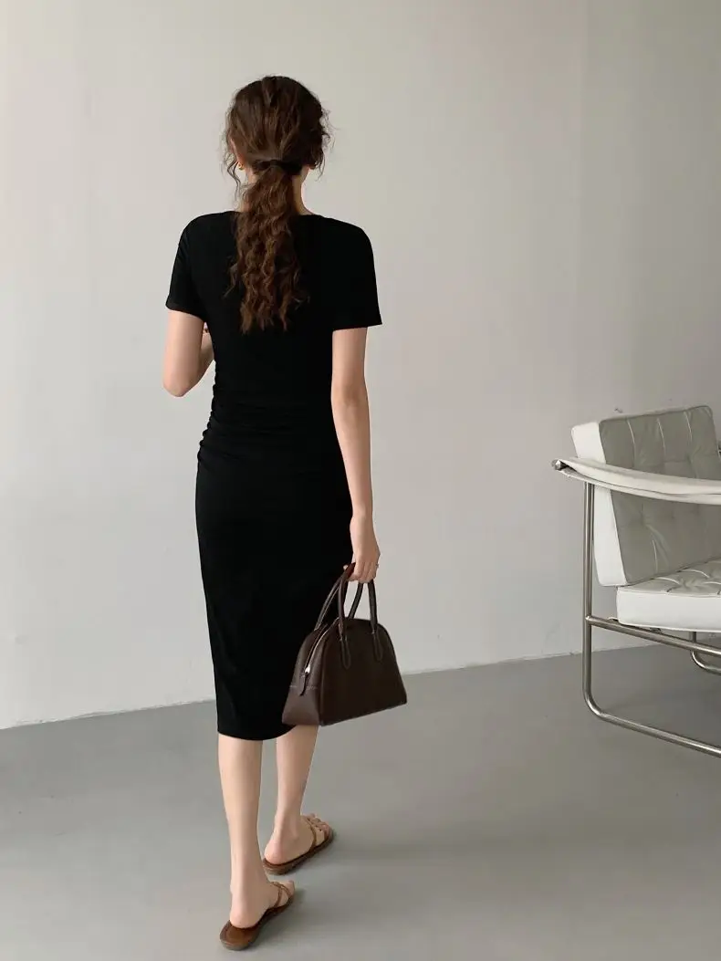 Women Slimming Black Mid-Length T-Shirt Dress 2025 — feature 22