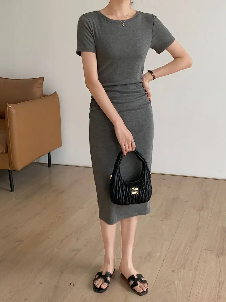 Women Slimming Black Mid-Length T-Shirt Dress 2025 — feature 7