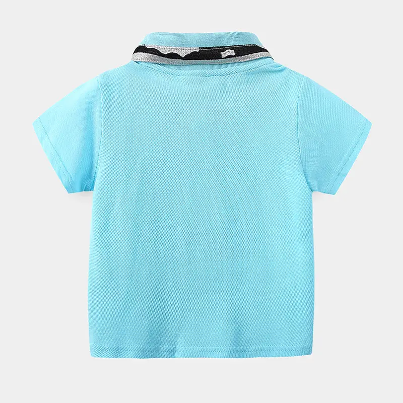 Light Blue Cartoon Print Boys T-Shirt Short Sleeve