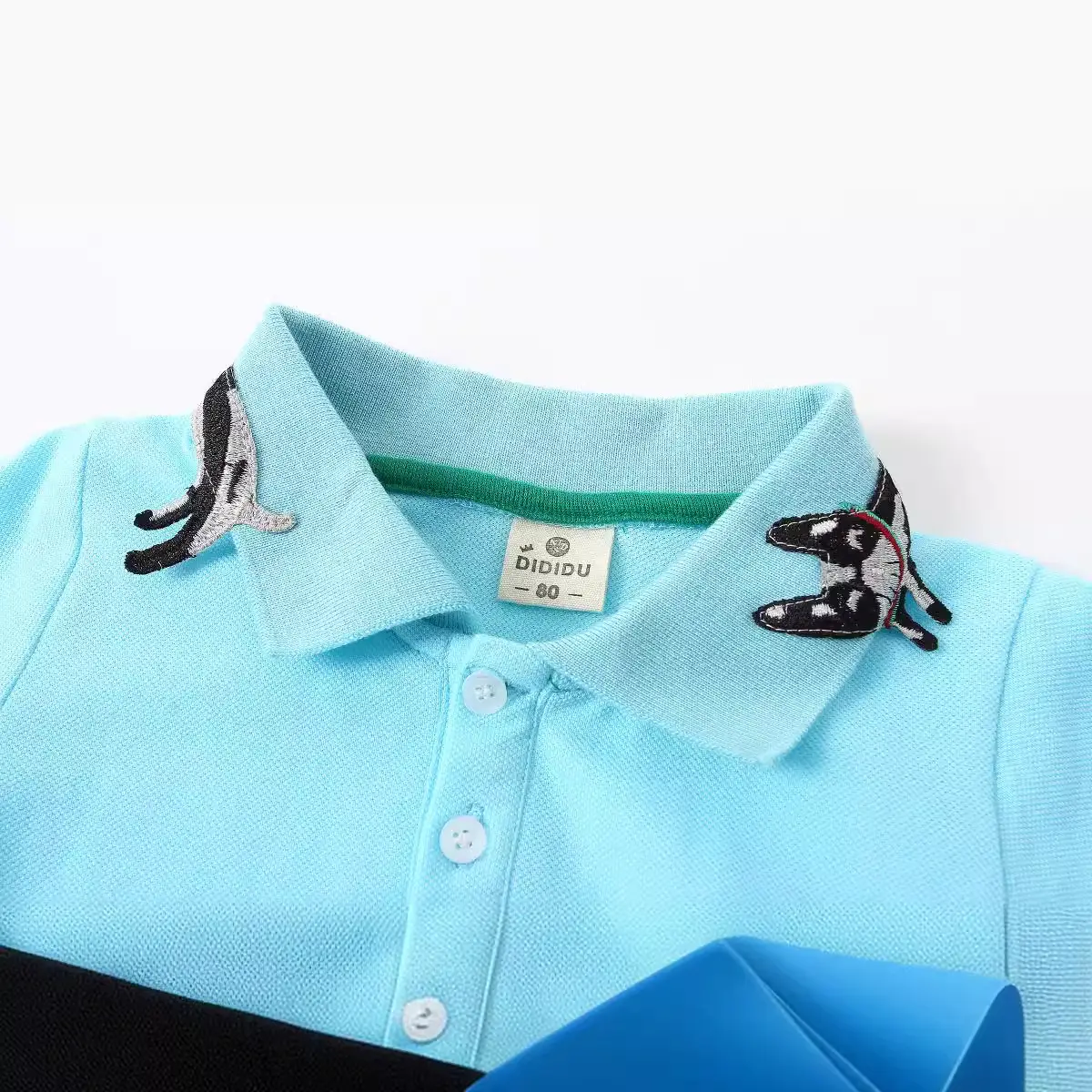 Light Blue Cartoon Print Boys T-Shirt Short Sleeve