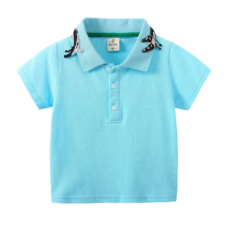 Light Blue Cartoon Print Boys T-Shirt Short Sleeve