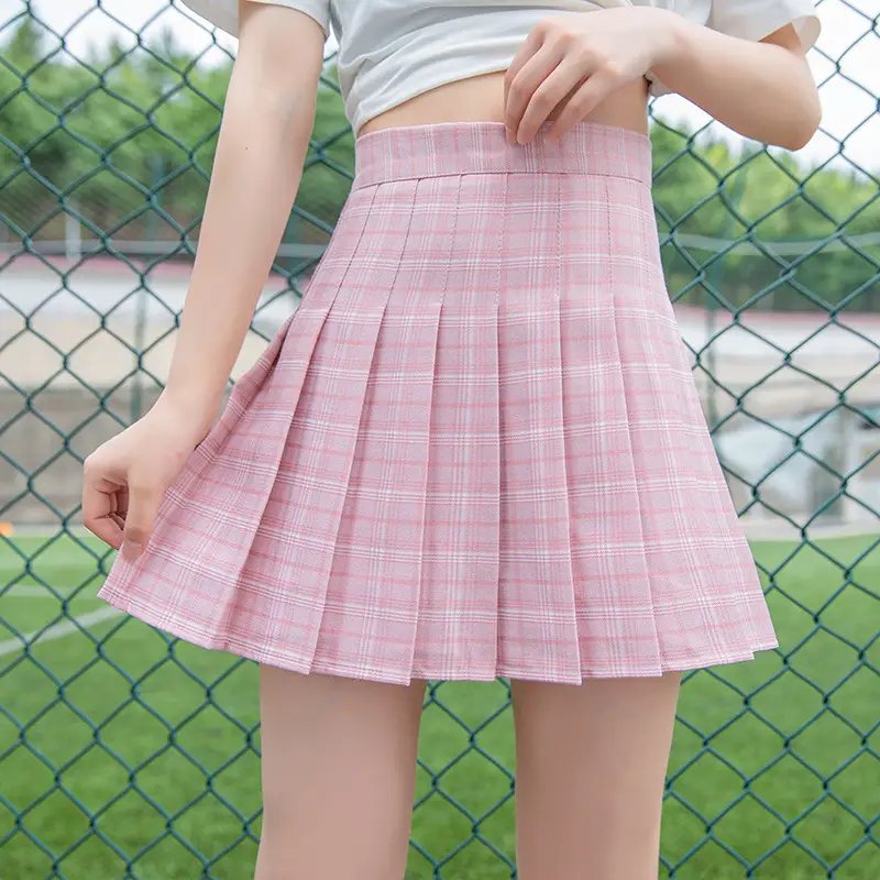 Women Pleated Skirts Summer 2025 Large Size Plaid High Waist - Image 3