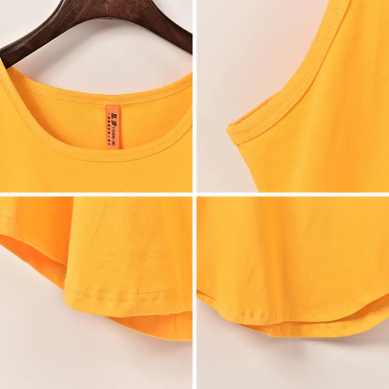 Men Sleeveless Cotton T-Shirt Yellow - Image 12