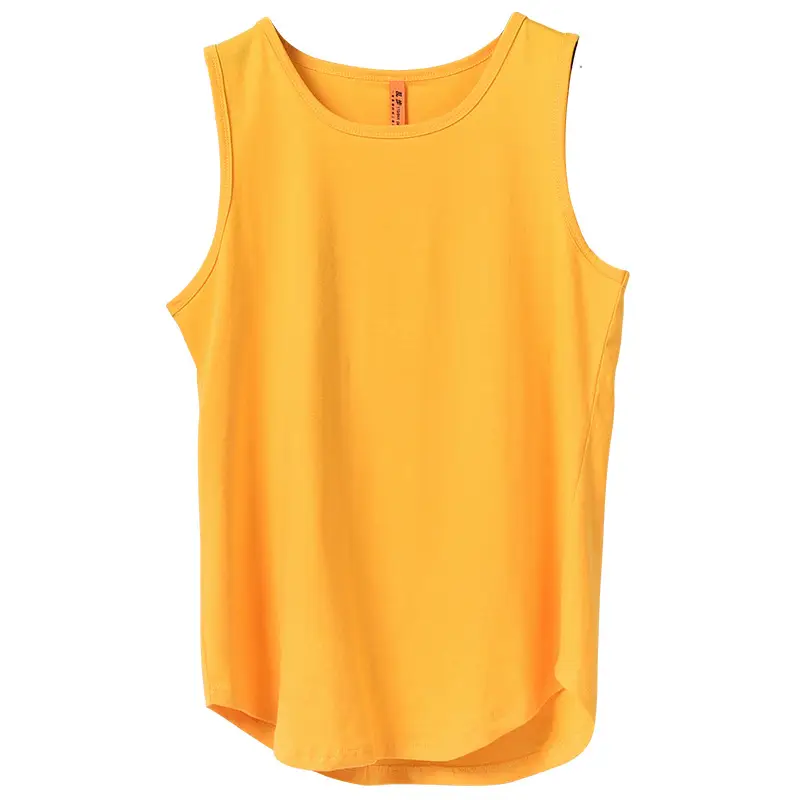 Men Sleeveless Cotton T-Shirt Yellow - Image 13