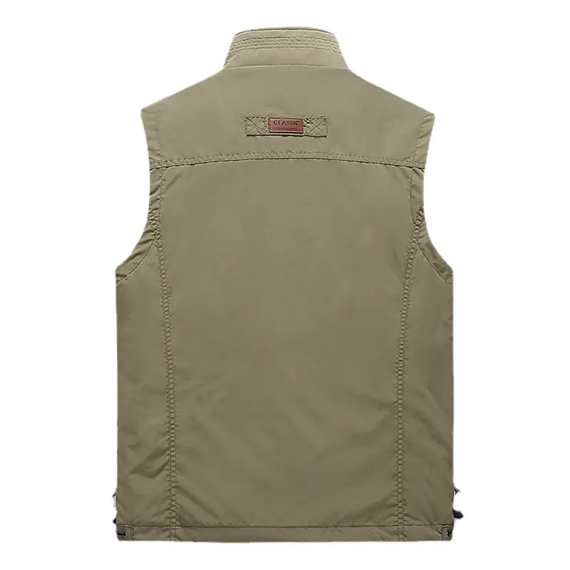 Men's Black Puffer Work Vest with Logo & Multi-Flap Pockets