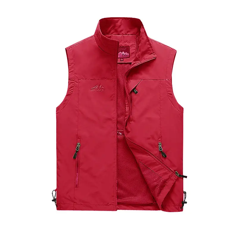 Men's Black Puffer Work Vest with Logo & Multi-Flap Pockets