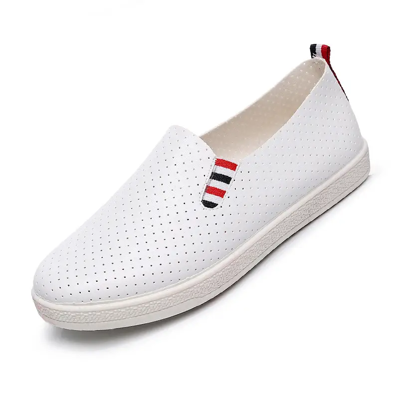 2026 Autumn Student Shoes for Women, Breathable Mesh White Slip-On Shoes, Leather Surface, Wear-Resistant Low-Top Lazy Shoes - Image 7