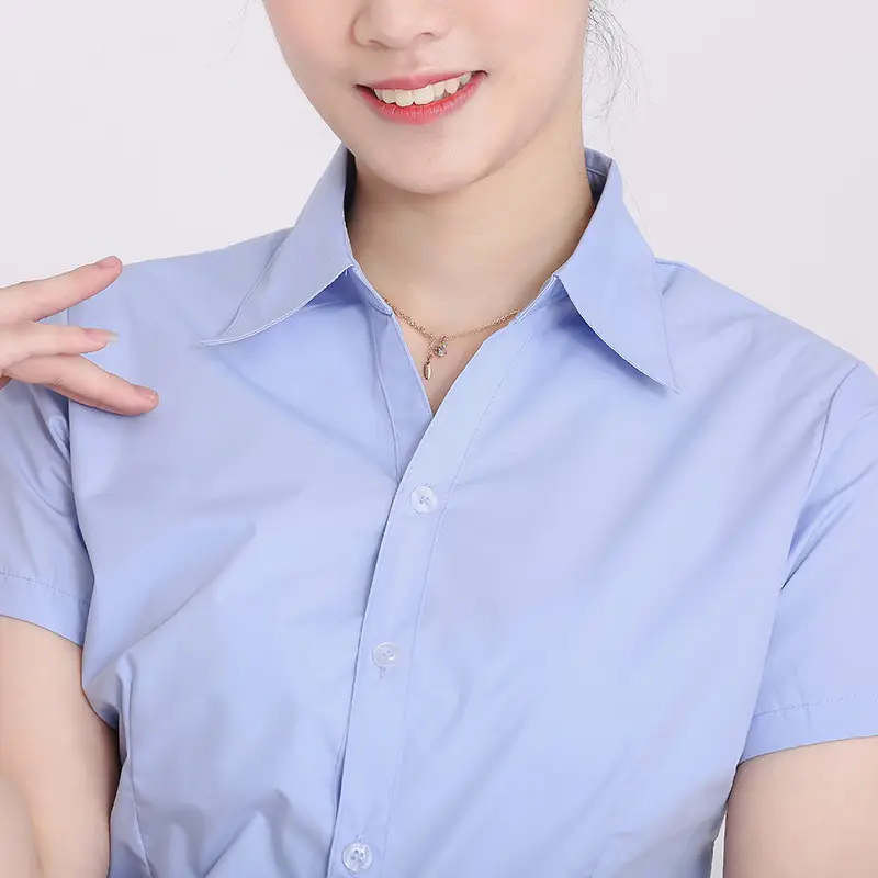 Professional Blue Long-Sleeve Shirt for Women Slim Fit Business Wear - Image 8
