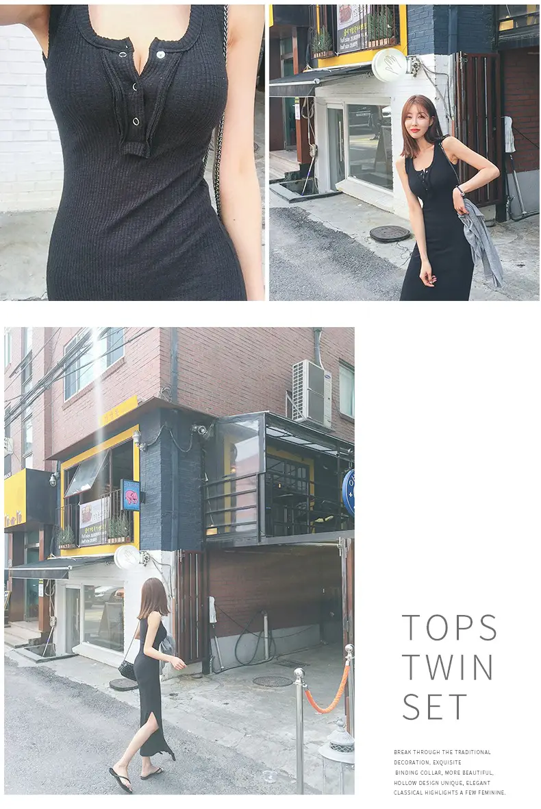 Vest Dress 2025 Summer Sleeveless Solid Color Cotton Tight Waist Slimming Elegant Button Dress — feature 20