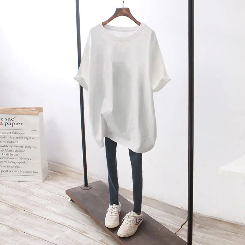 Women Red Loose Fit Cotton Summer T-Shirt — feature 14