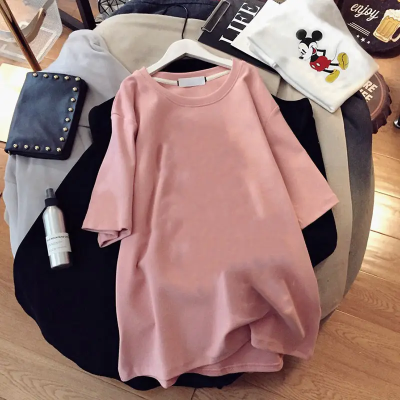 Women Red Loose Fit Cotton Summer T-Shirt — feature 5