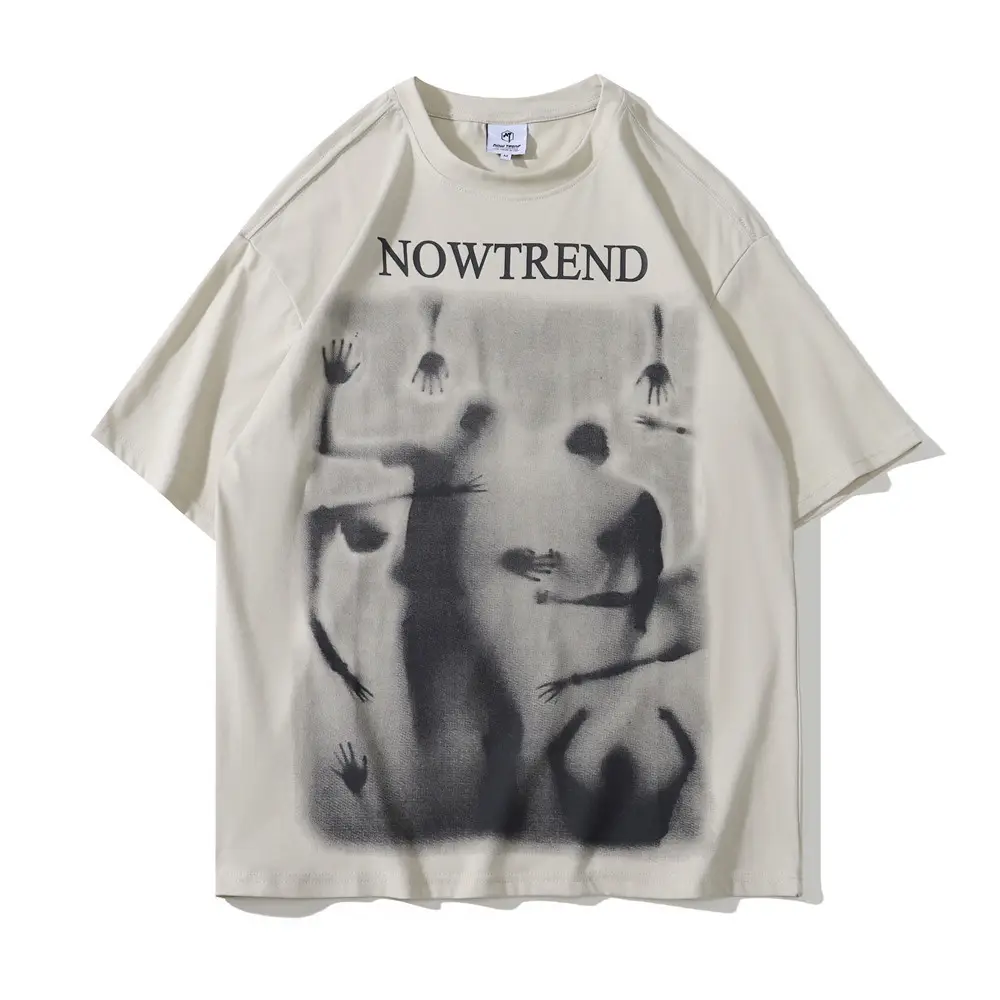 Men's Printed T-Shirt White Round Neck Half Sleeve - Image 2