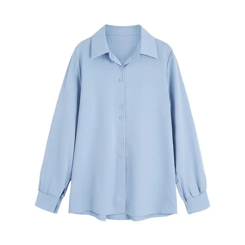 Women White Chiffon Button Shirt with Loose Collar - Image 5