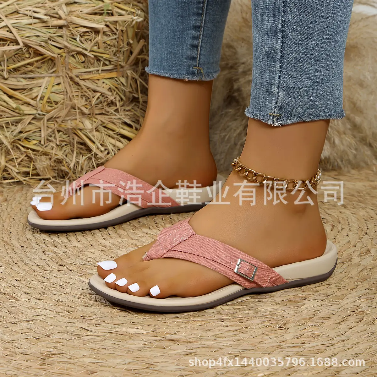 Women Pink Bow Flat Sandals 2020 Summer