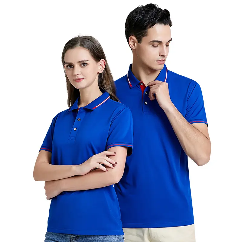 Men's White Polo Shirt with Red Blue Trim - Image 17