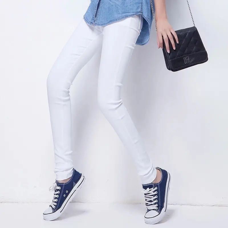 Slimming Cropped High-Waist Women's Pants White Stretch - Image 3
