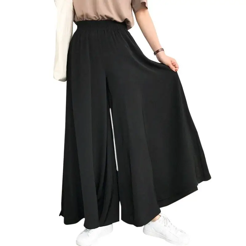 Brown Wide Leg Elastic Waist Pants for Women - Image 7