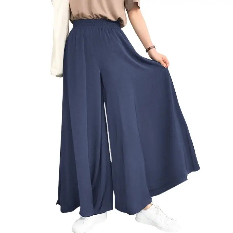 Brown Wide Leg Elastic Waist Pants for Women — feature 29