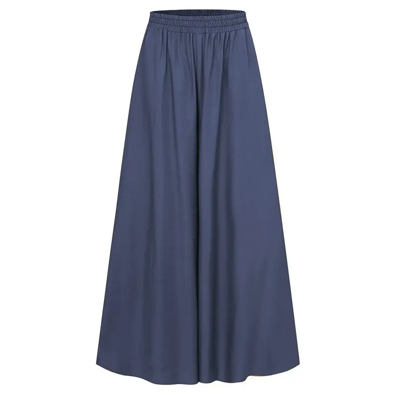 Brown Wide Leg Elastic Waist Pants for Women — feature 30