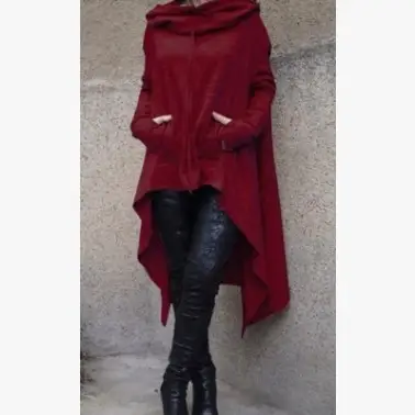 2020 Long Hooded Sweater Set Magenta Black Pants - Image 9