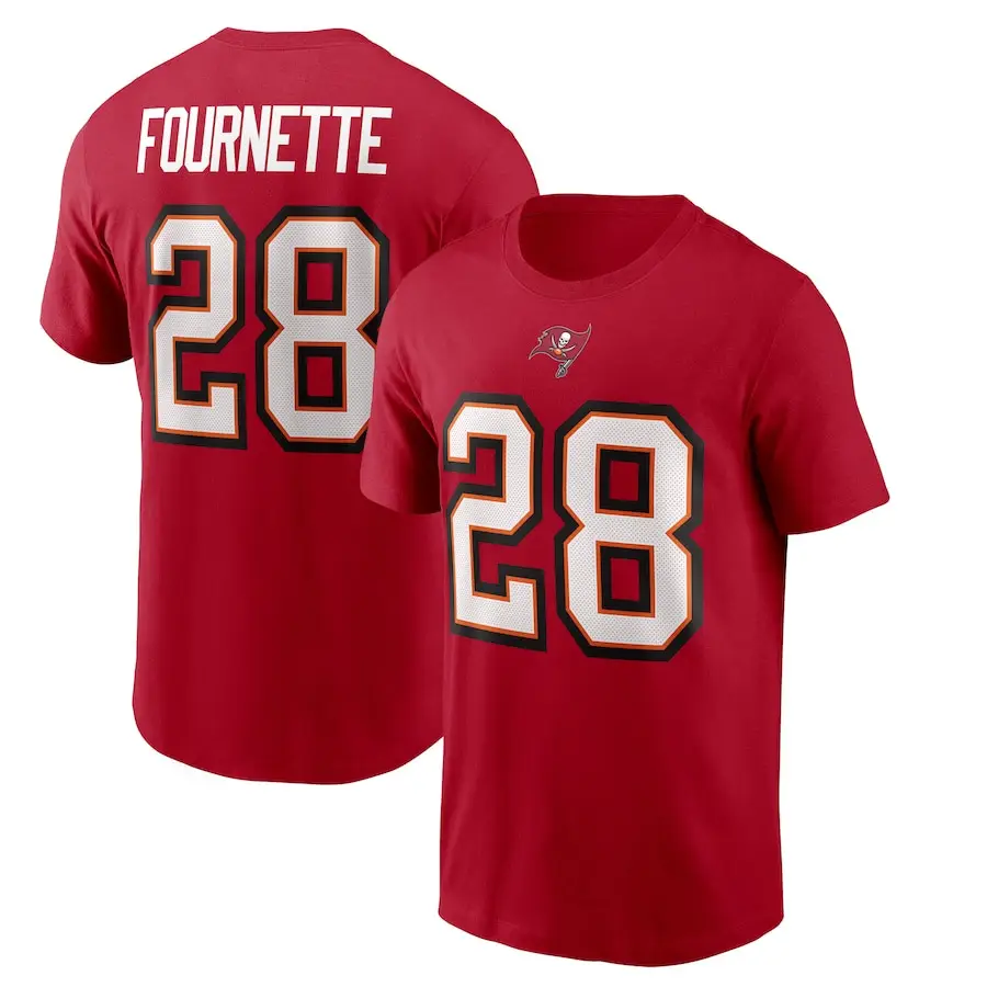 Men's Red Fournette 28 NFL Rugby T-Shirt - Image 6