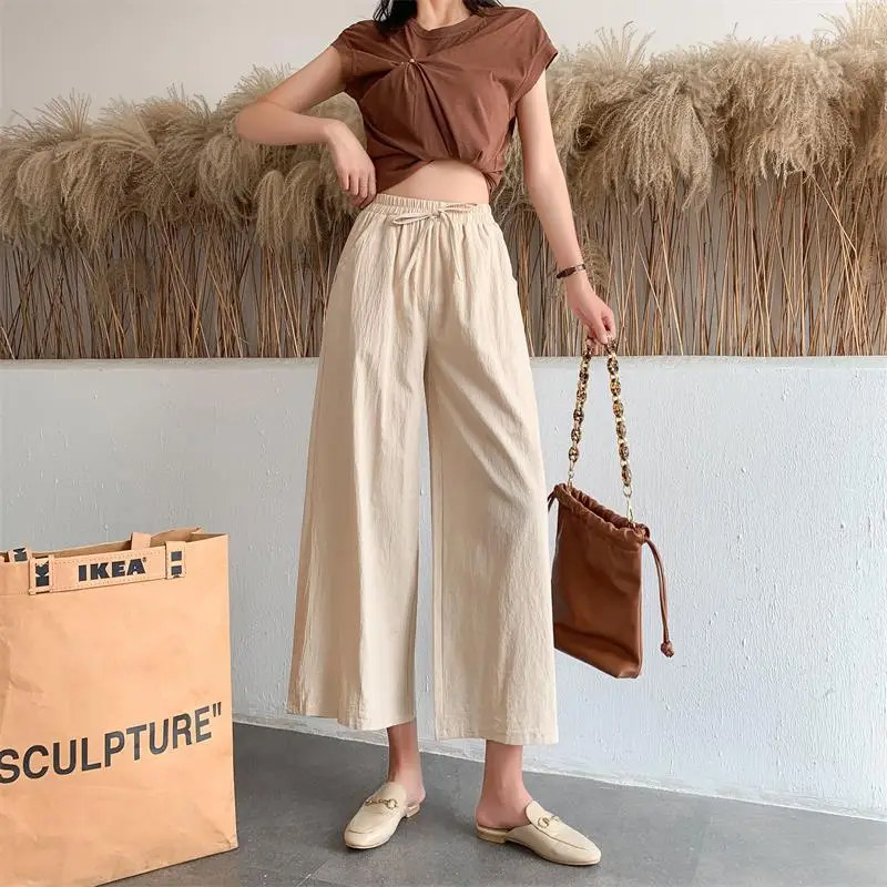 Women Wide Leg Pants Cotton Linen Summer Loose Fit 2022 - Image 18