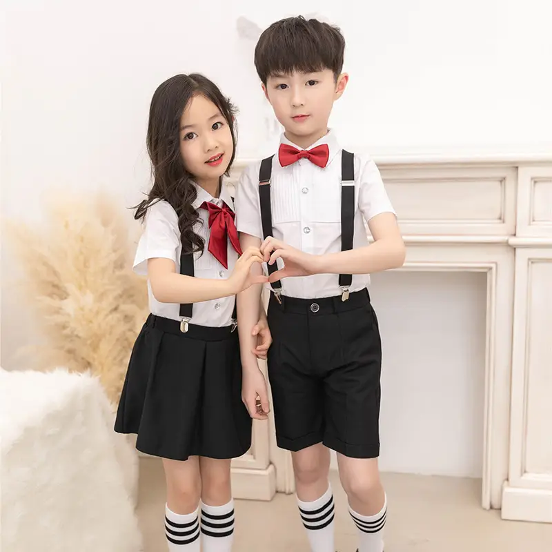 Boys Suspenders Suit School Uniform Kids 2-Piece - Image 8