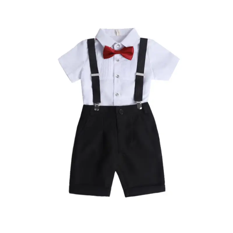 Boys Suspenders Suit School Uniform Kids 2-Piece - Image 11