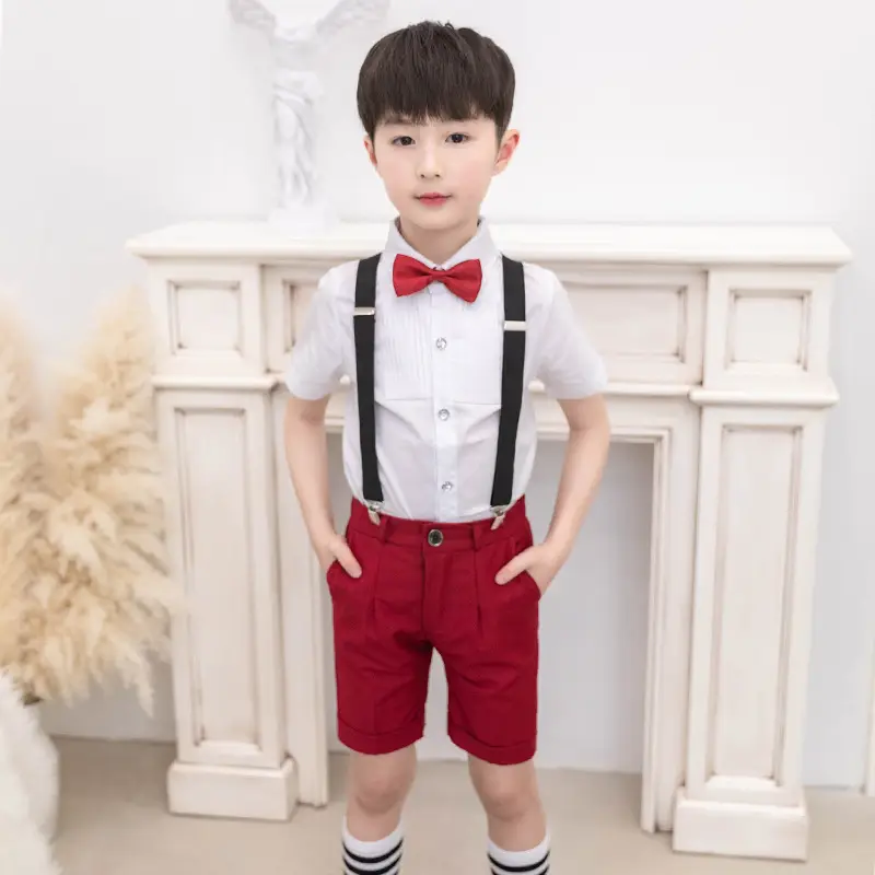 Boys Suspenders Suit School Uniform Kids 2-Piece - Image 2