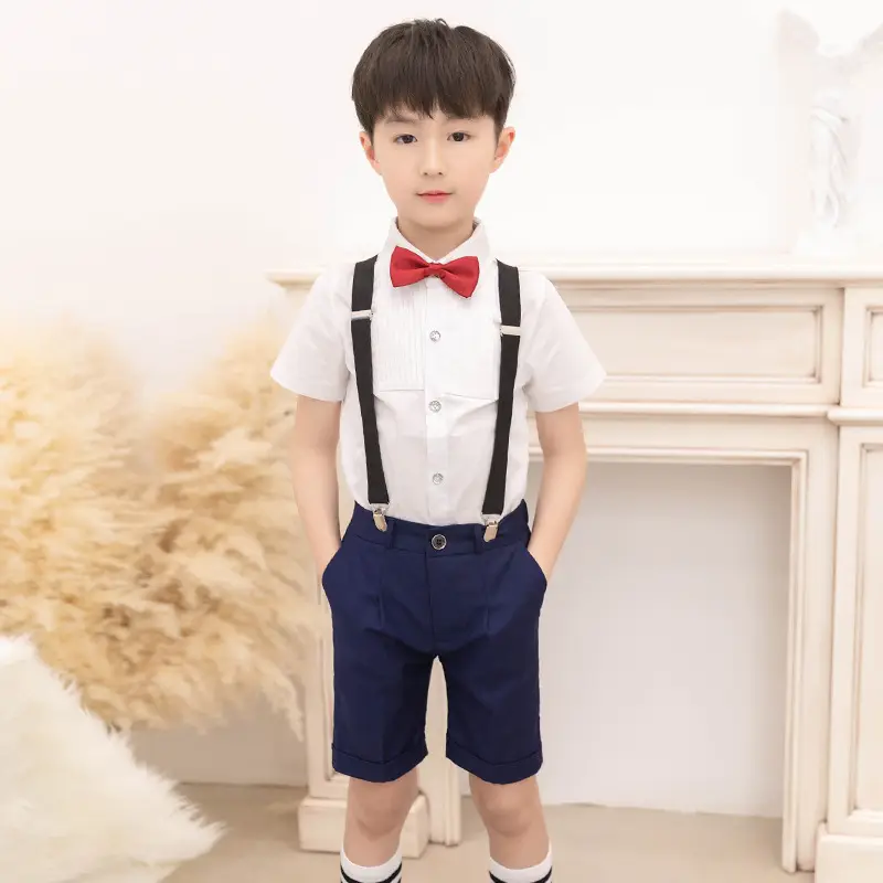 Boys Suspenders Suit School Uniform Kids 2-Piece - Image 3