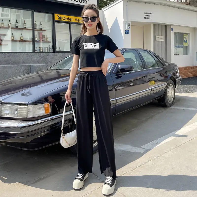 Women Ice Silk Wide Leg Pants 2025 Spring Summer - Image 10