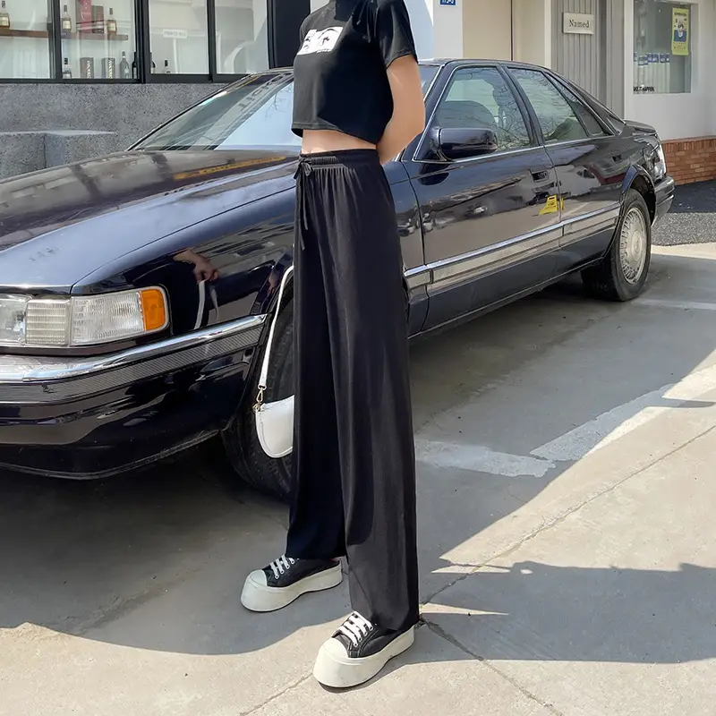 Women Ice Silk Wide Leg Pants 2025 Spring Summer - Image 11
