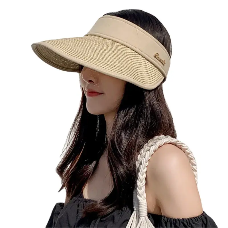 Women's Summer Sun Hat with Large Brim, Korean Style, Breathable, Yellow