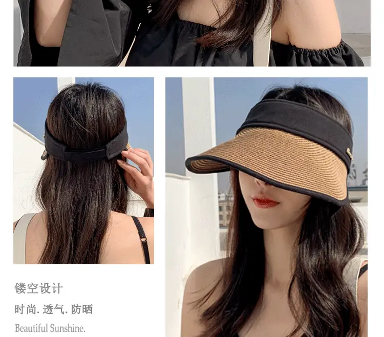 Women's Summer Sun Hat with Large Brim, Korean Style, Breathable, Yellow — feature 10