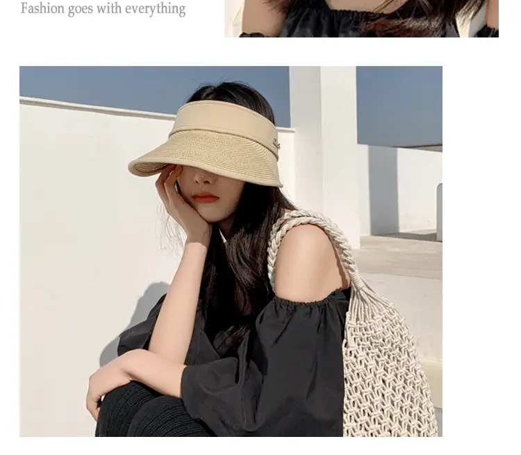 Women's Summer Sun Hat with Large Brim, Korean Style, Breathable, Yellow — feature 11