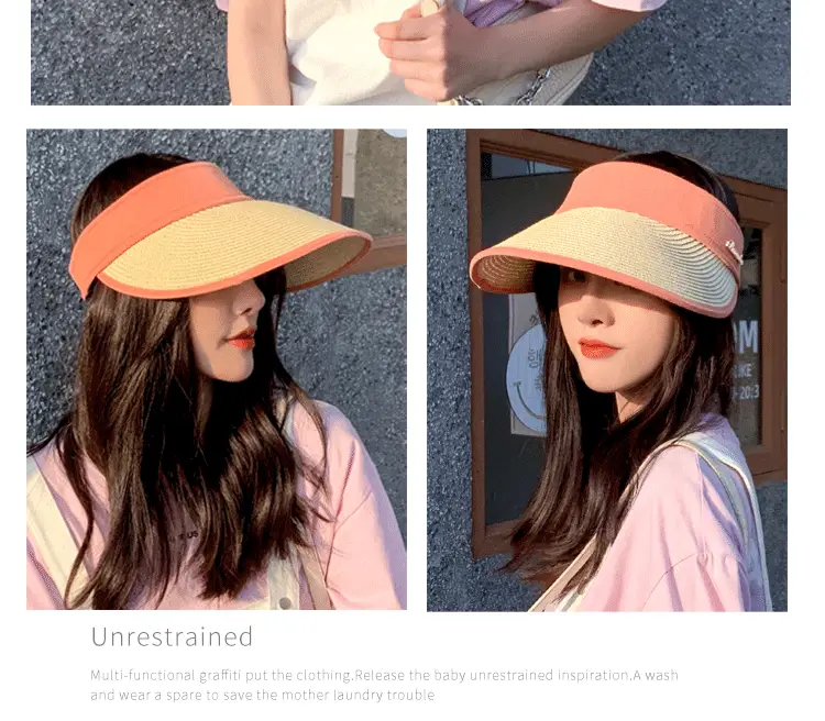 Women's Summer Sun Hat with Large Brim, Korean Style, Breathable, Yellow — feature 16