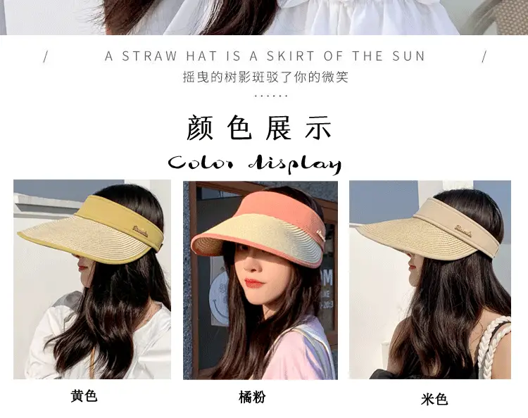 Women's Summer Sun Hat with Large Brim, Korean Style, Breathable, Yellow — feature 5