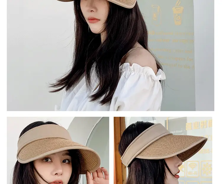 Women's Summer Sun Hat with Large Brim, Korean Style, Breathable, Yellow — feature 7
