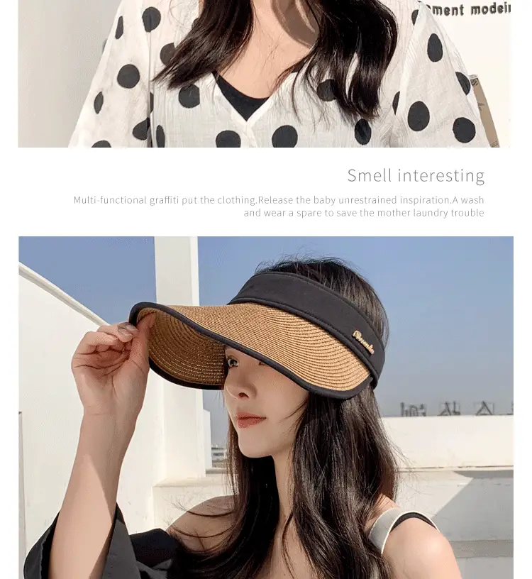 Women's Summer Sun Hat with Large Brim, Korean Style, Breathable, Yellow — feature 9